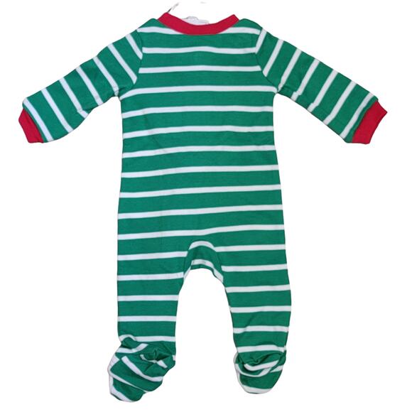Carters Santa Pajamas + Hat Boys Sz NB 1 Pc Green Stripe Christmas Footie Sleep - Picture 4 of 7